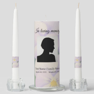 Pansy funeral memorial pillar/ taper unity candle set