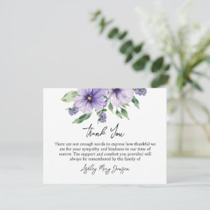 Pansy Funeral Thank You Card Bereavement