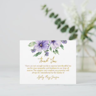 Pansy Funeral Thank You Card Bereavement