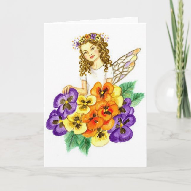Pansy Garden Fairy JL Biel Holiday Card (Front)