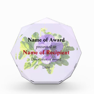 Pansy In Two Shades of Purple Acrylic Award