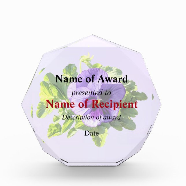 Pansy In Two Shades of Purple Acrylic Award (Front)