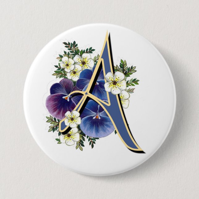 Pansy Initial  - A Pinback Button (Front)
