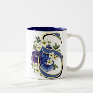 Pansy Initial - S Two-Tone Coffee Mug
