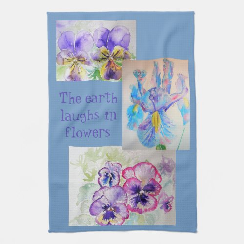 Pansy Iris Viola Flower Flowers Kitchen Tea Towel