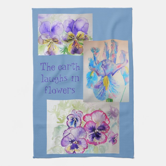 Pansy Iris Viola Flower Flowers Kitchen Tea Towel (Vertical)