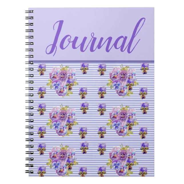 Pansy Journal Viola Purple Vintage Floral Flower (Front)