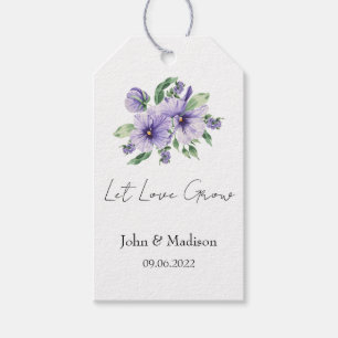 Pansy Let love grow wedding seed Gift Tags