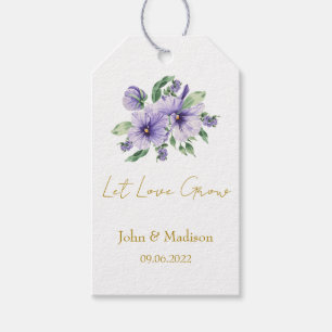 Pansy Let love grow wedding seed Gift Tags