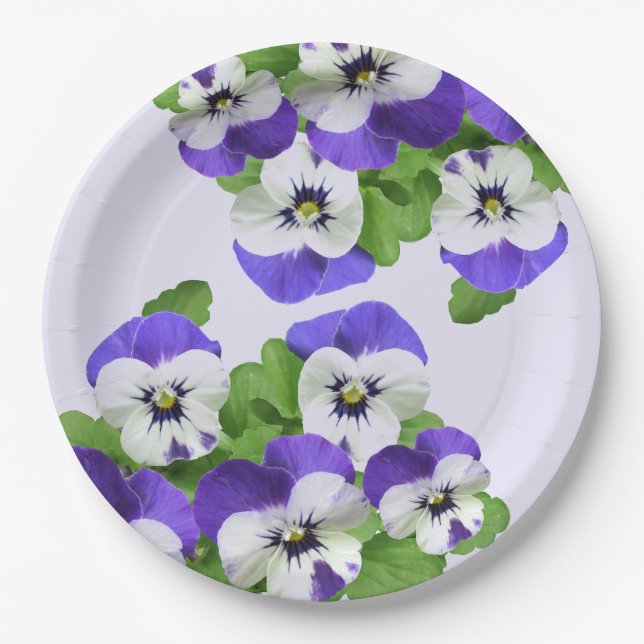 Pansy Lilac Purple Party Event Flower Garden Lunch Paper Plates (Front)
