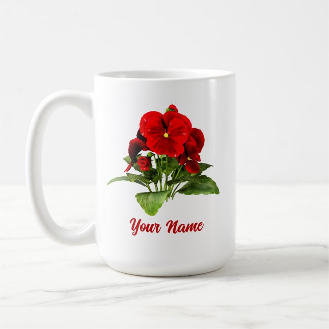 Pansy Lover Floral Personalized Custom Coffee Mug (Left)
