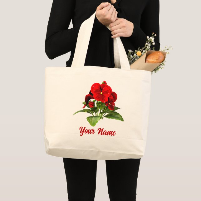 Pansy Lover Floral Personalized Custom Large Tote Bag (Front (Product))
