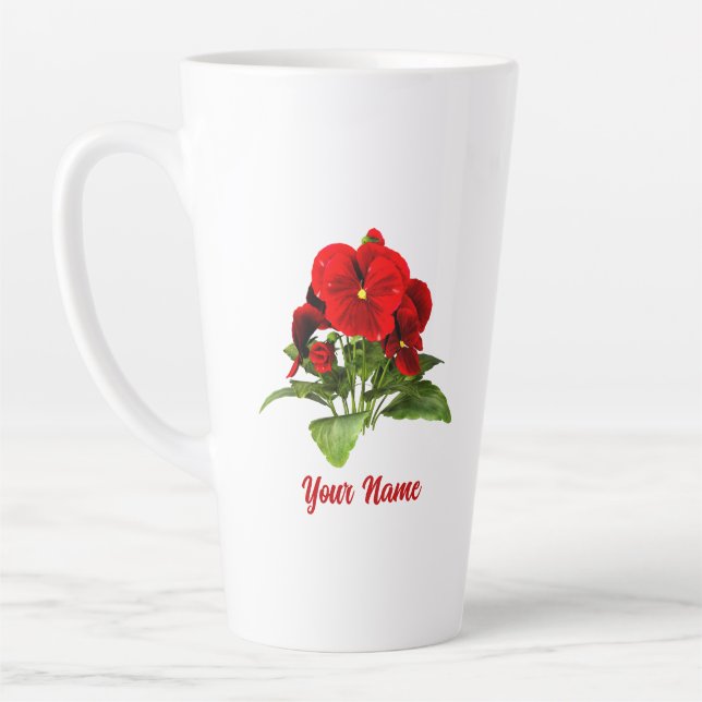 Pansy Lover Floral Personalized Custom Latte Mug (Left)
