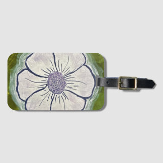 Pansy luggage tag in white & purple