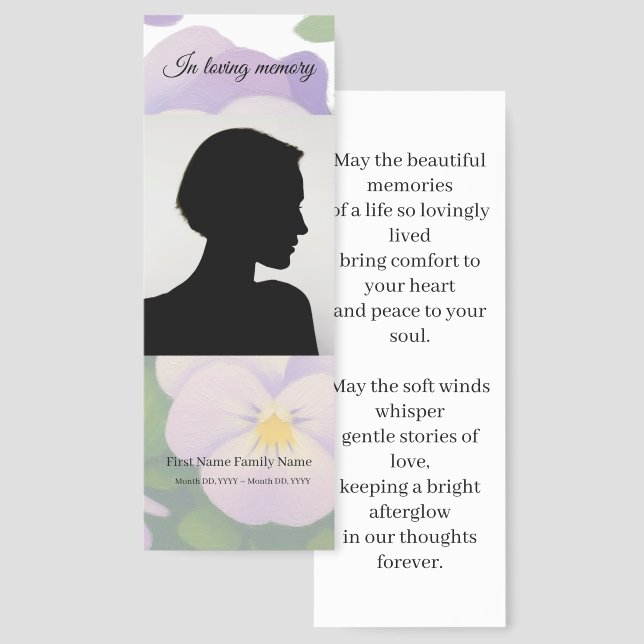 Pansy memorial bookmarks (Front & Back)