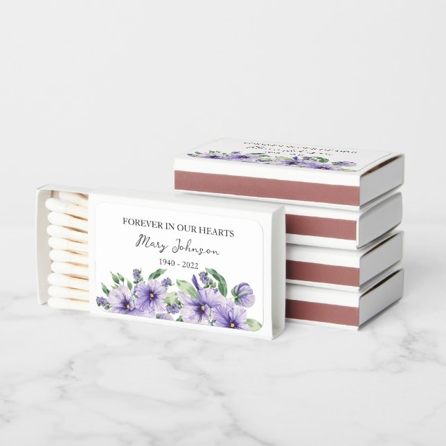 Pansy Memorial Funeral Favor Matchboxes (Stacked)