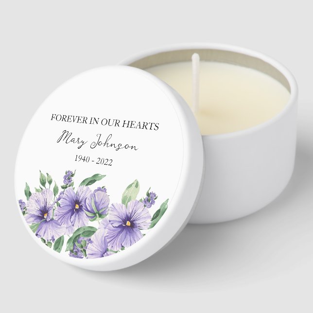 Pansy Memorial Funeral Mini Candle Favors (Corner)