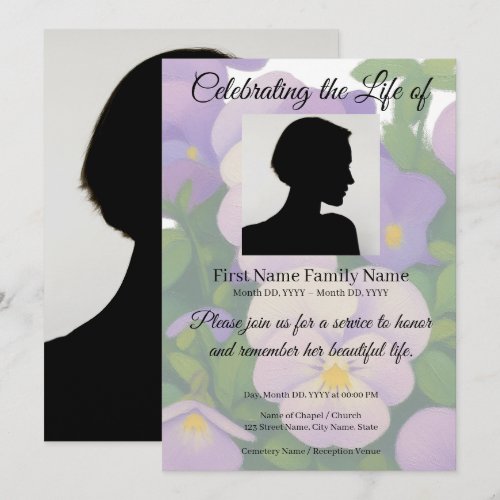 Pansy memorial invitation