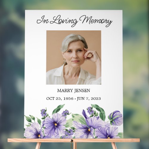 Pansy Memorial Photo Funeral Acrylic Sign