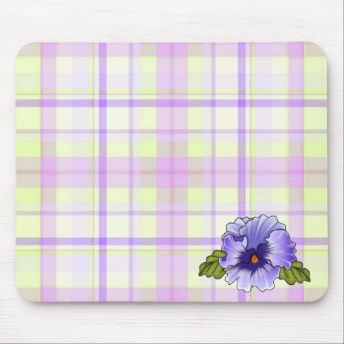 Pansy On Plaid Mouse Pad