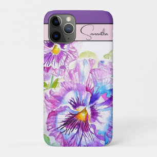 Pansy Pansies Flower Watercolor Floral Purple Art iPhone 11 Pro Case
