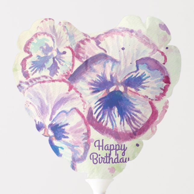 Pansy Pansies Purple Flower Floral Pink Balloon (Front)