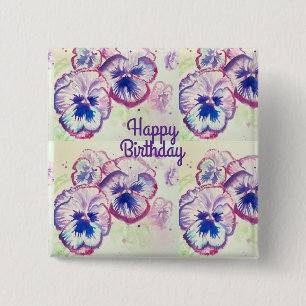 Pansy Pansies Purple Flower Floral Pink Button