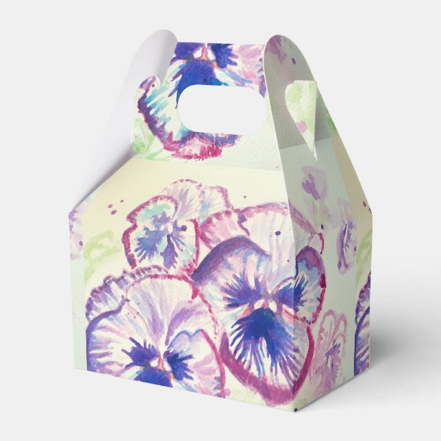 Pansy Pansies Purple Flower Floral Pink Favor Boxes (Front Side)