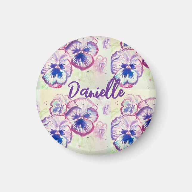 Pansy Pansies Purple Flower Floral Pink Magnet (Front)