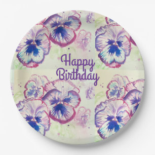 Pansy Pansies Purple Flower Floral Pink Paper Plates