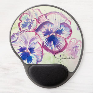 Pansy Pansies Purple Watercolor Flower Floral Pink Gel Mouse Pad