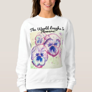 Pansy Pansies Purple Watercolor Flower Floral Pink Sweatshirt
