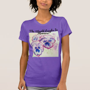 Pansy Pansies Purple Watercolor Flower Floral Pink T-Shirt