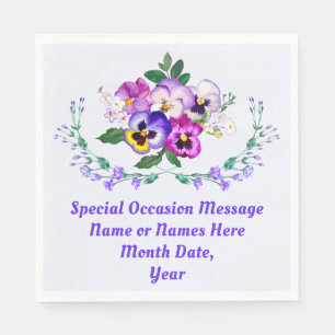 Pansy Paper Napkins, PERSONALIZED for Any Occasion Napkins