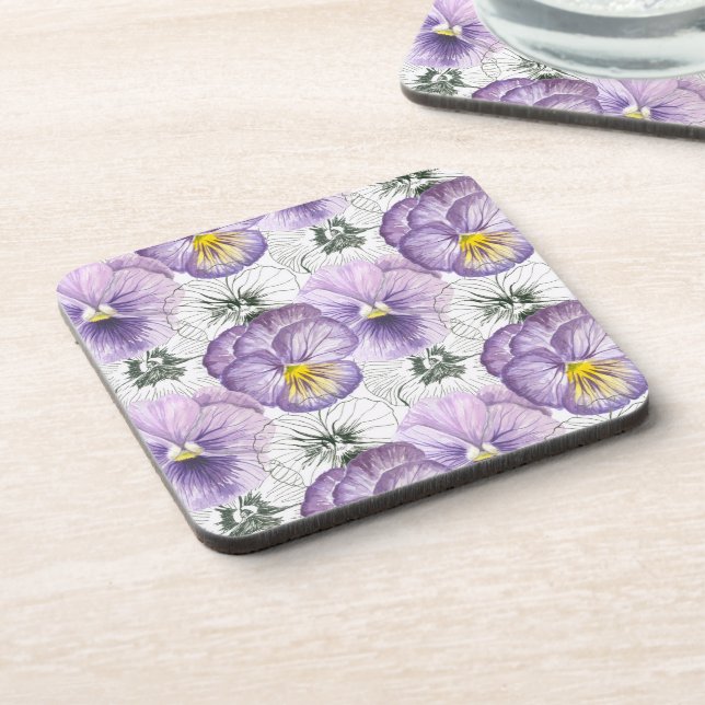 Pansy pattern drink coaster (Left Side)