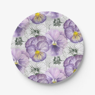 Pansy pattern paper plates