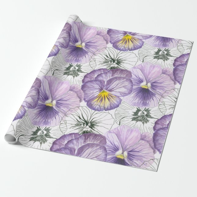 Pansy pattern wrapping paper (Unrolled)