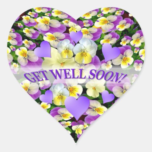 Pansy Perfect Get Well Wishes Heart Sticker