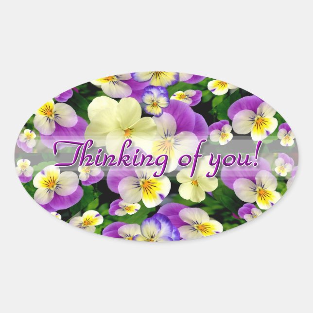 Pansy Perfect Thinking of You Oval Sticker (Front)