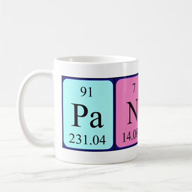 Pansy periodic table name mug (Left)