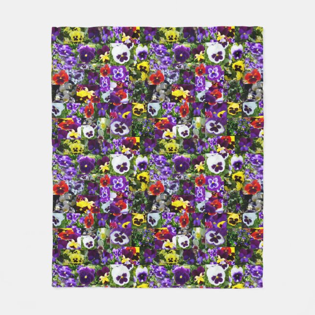 Pansy Photo Collage, Fleece Blanket (Front)