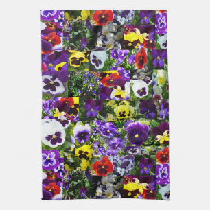 Pansy Photo Collage: Kaleidoscope of Floral Beauty Kitchen Towel