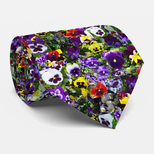 Pansy Photo Collage: Kaleidoscope of Floral Beauty Neck Tie (Rolled)