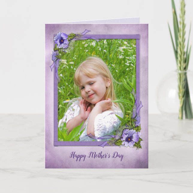 Pansy Photo frame for Mother's Day Card (Front)