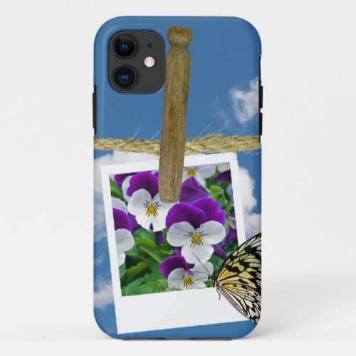 Pansy photo with butterfly iPhone 11 case