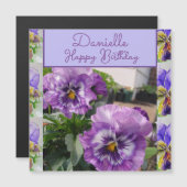 Pansy Purple Flower floral Girls Name Birthday (Front/Back)