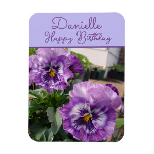 Pansy Purple Flower floral Girls Name Birthday Magnet
