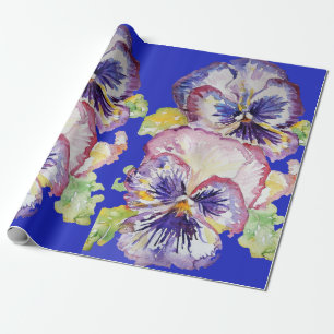 Pansy Purple Spring flowers floral Watercolor Wrapping Paper