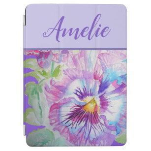 Pansy Purple Watercolor Pretty Floral Flower iPad Air Cover