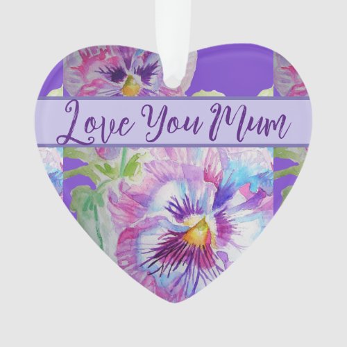 Pansy Purple Watercolor Pretty Floral Flower Mom Ornament